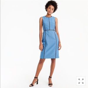 J. Crew Sheath Dress Blue Foulard Piped 10P